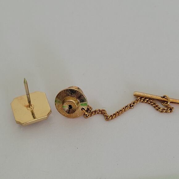 Christian Dior CD Tie Necktie Pin Clasp Gold Blac Logo Square Vintage Small Logo - Picture 4 of 5